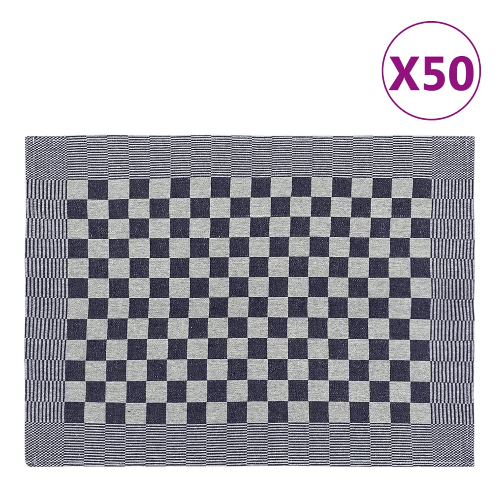 vidaXL Кухненски кърпи 50 бр синьо и бяло 50x70 см памук