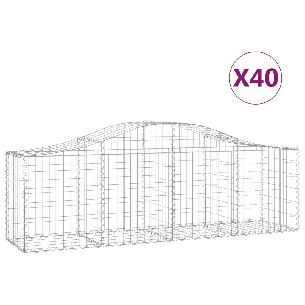 vidaXL Габионни кошници арка 40 бр 200x50x60/80 см поцинковано желязо