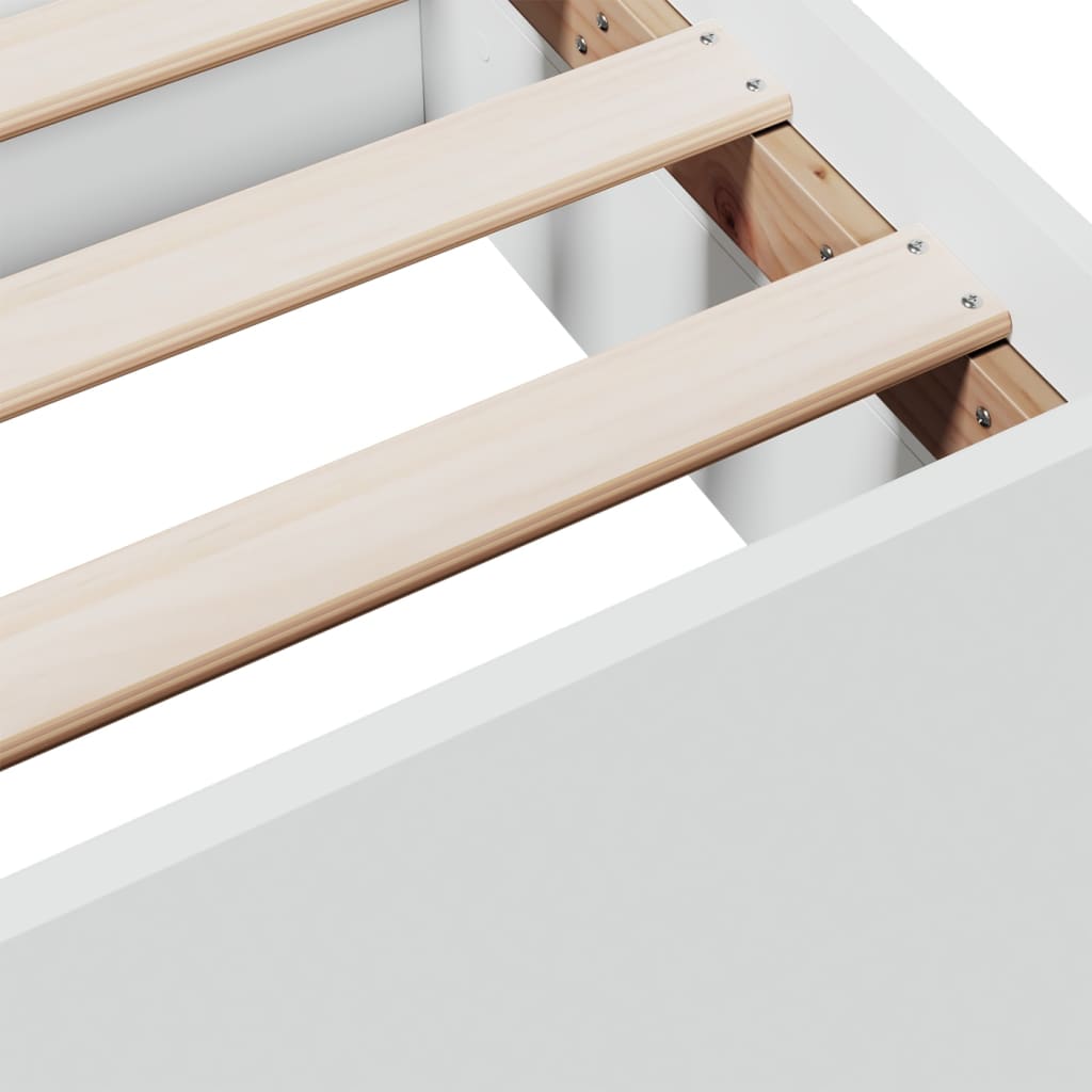 vidaXL Рамка за легло с чекмеджета, бяла, 90x190 см, инженерно дърво