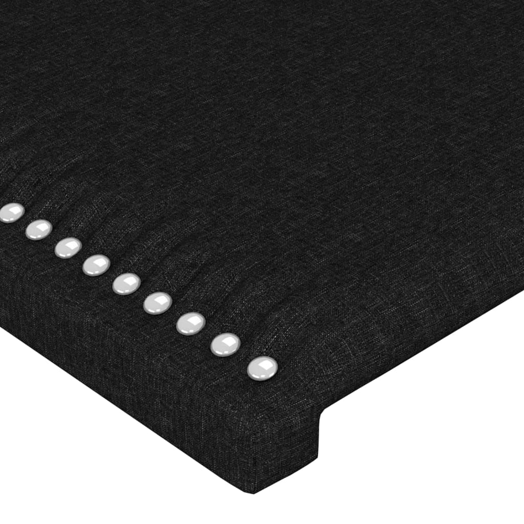 vidaXL LED горна табла за легло, черна, 147x16x118/128 см, плат