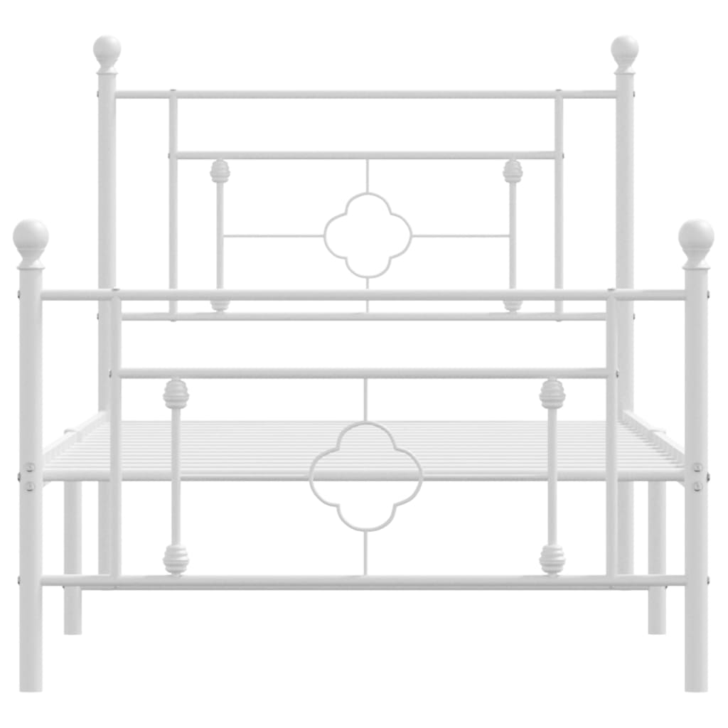 vidaXL Метална рамка за легло с горна и долна табла, бяла, 100x200 см