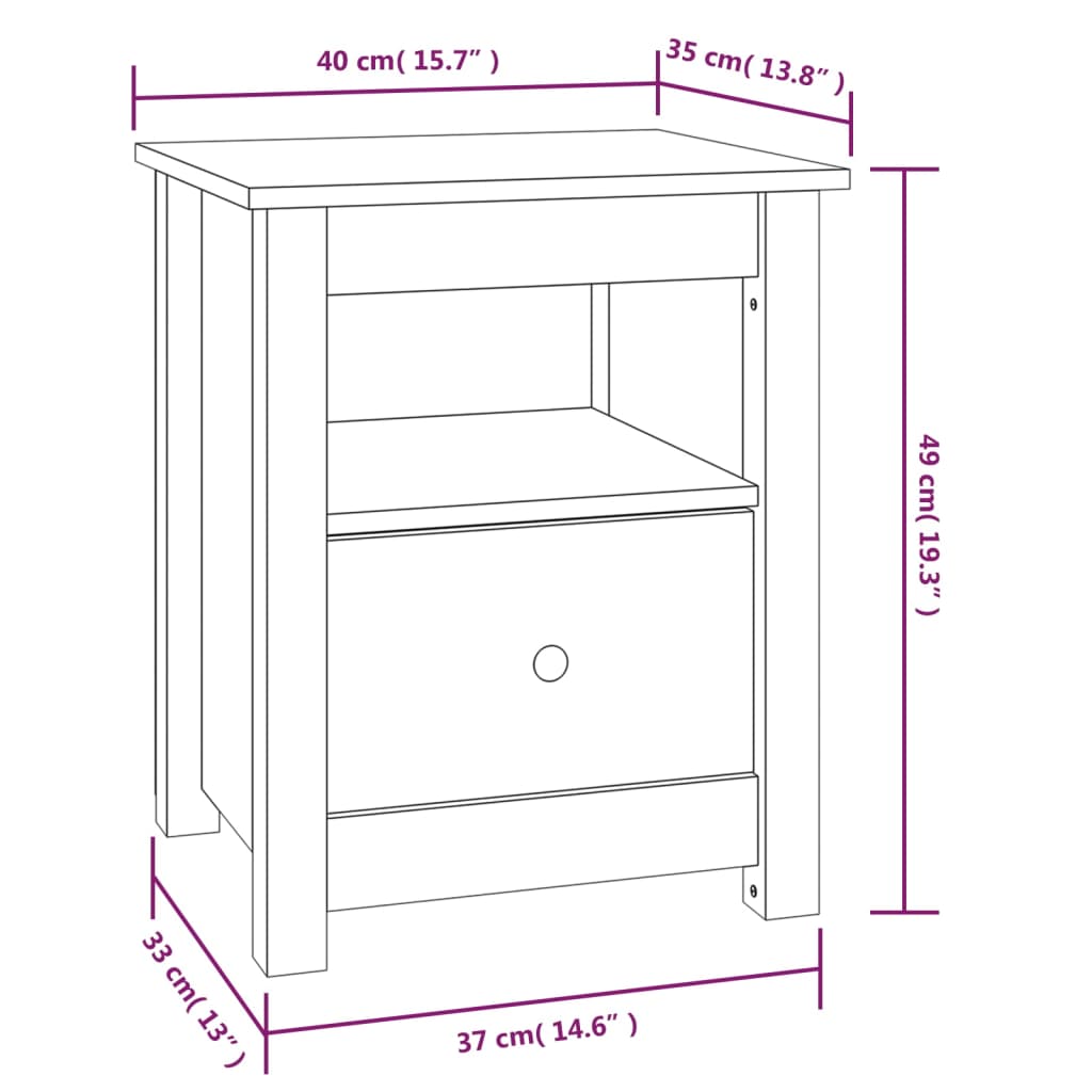 vidaXL Нощни шкафчета, 2 бр, 40x35x49 см, борово дърво масив