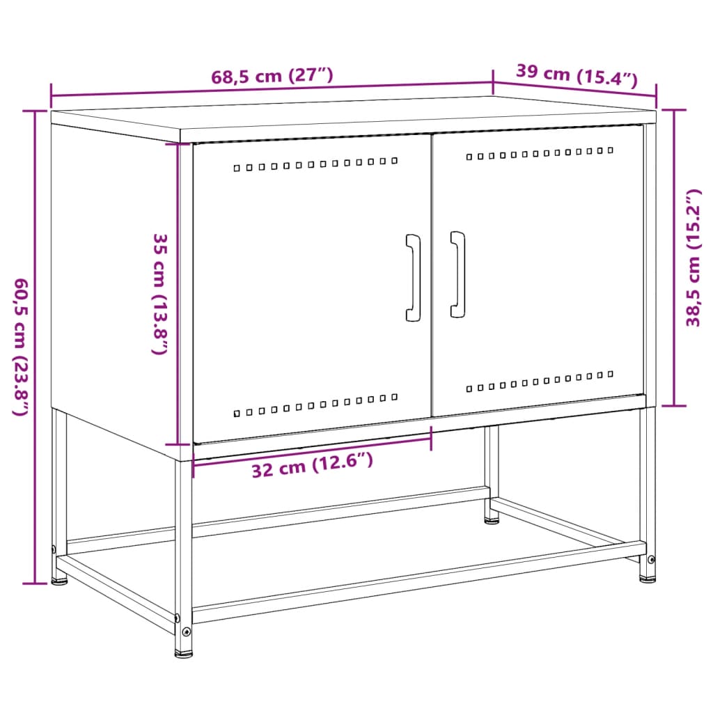 vidaXL ТВ шкаф, антрацит, 68,5x39x60,5 см, стомана