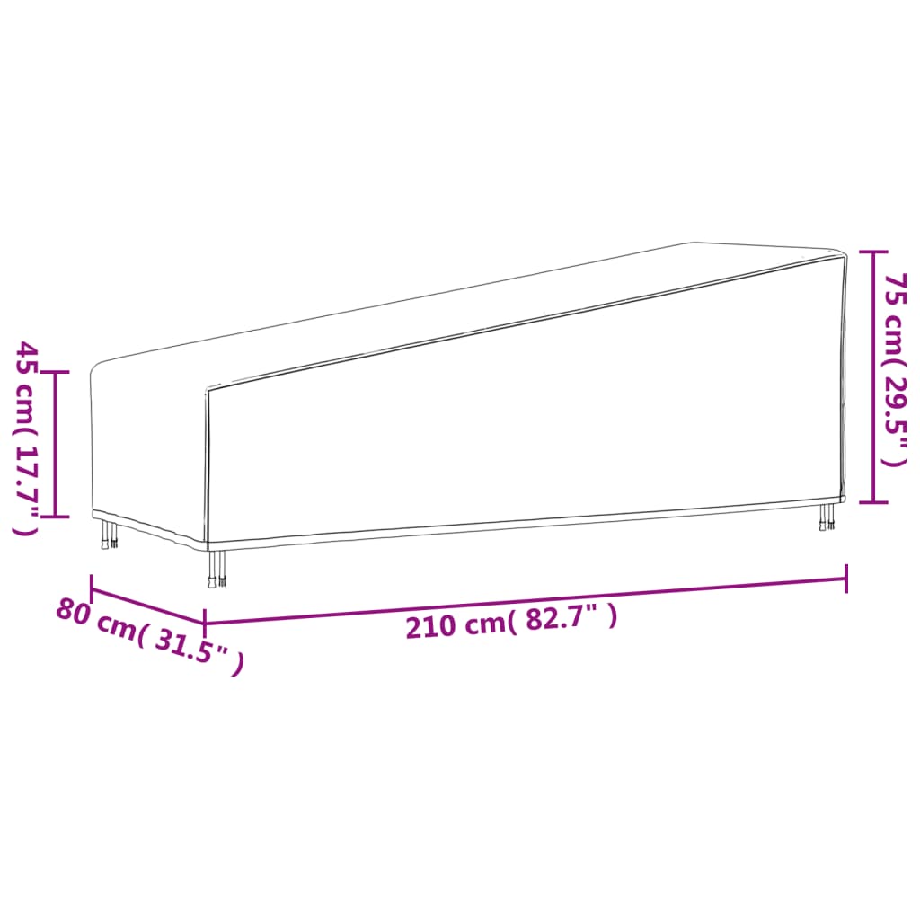 vidaXL Покривало за шезлонг черно 210x80x45/75 см 420D Оксфорд