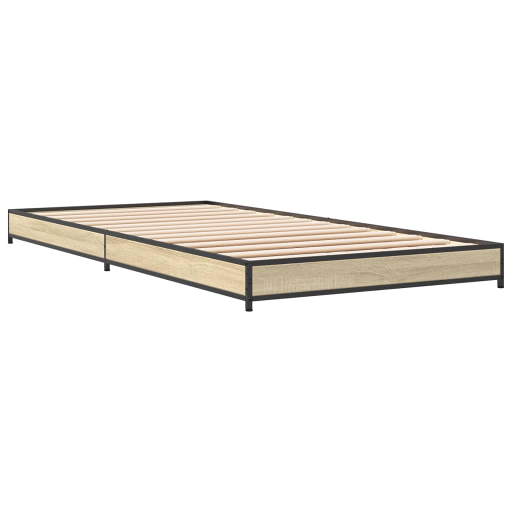 vidaXL Рамка за легло, дъб сонома, 90x190 см, инженерно дърво и метал