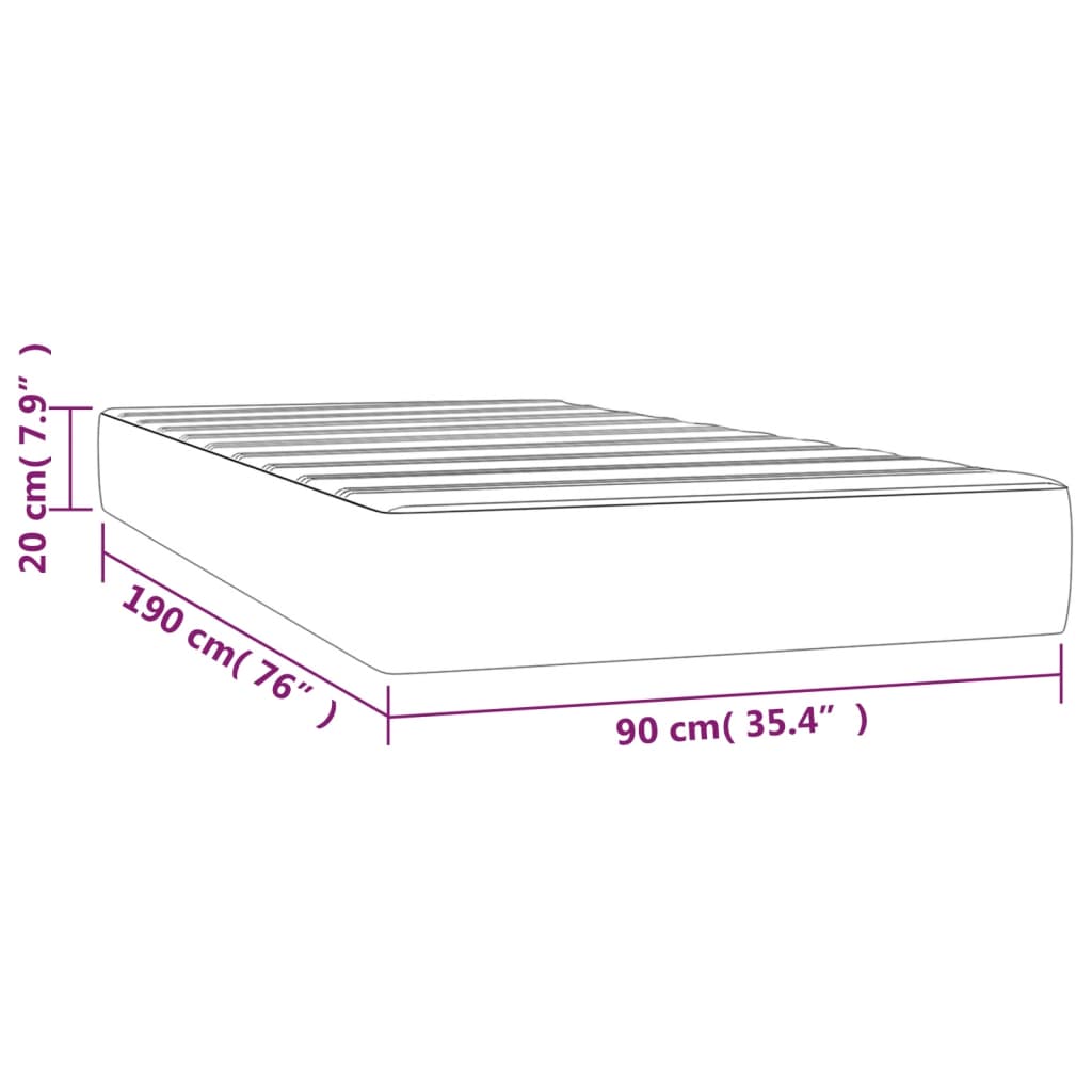 vidaXL Матрак за легло с покет пружини таупе 90x190x20 см плат