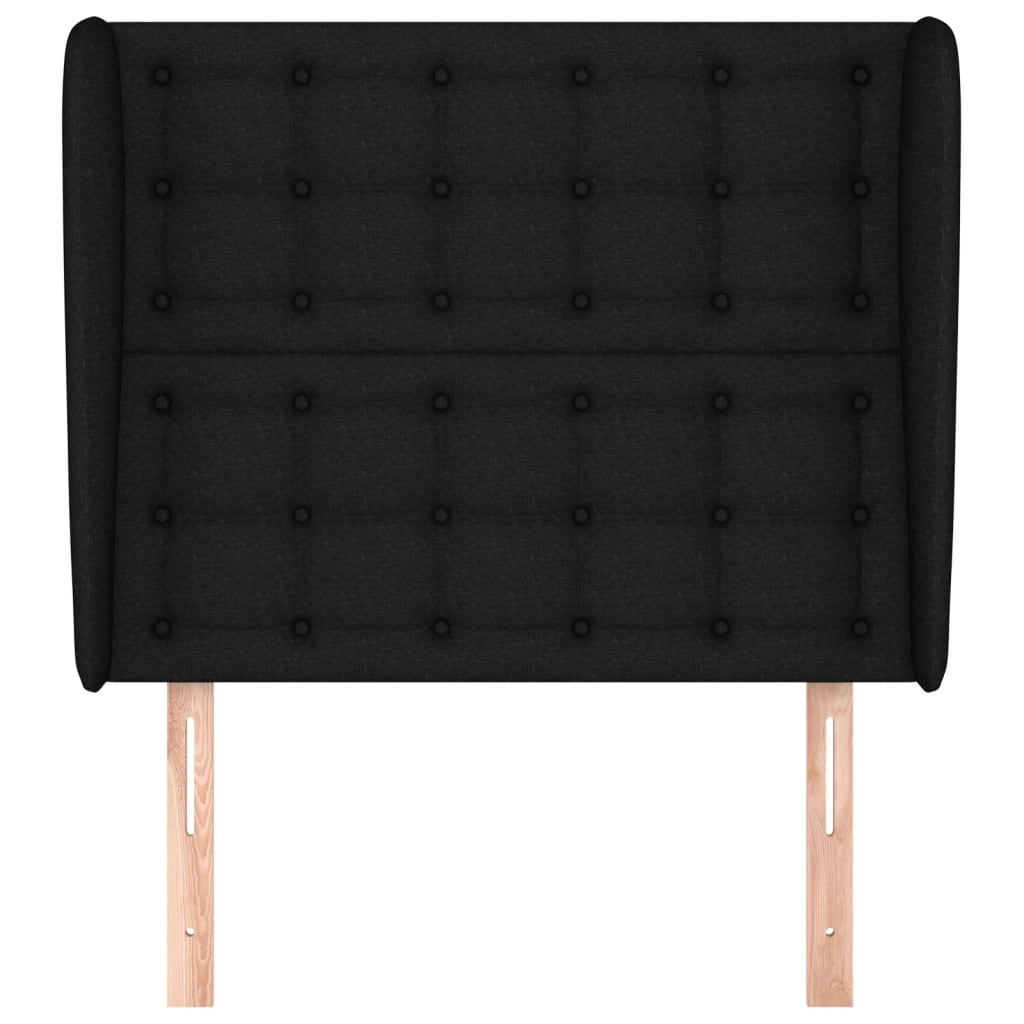 vidaXL Горна табла за легло с уши, черна, 93x23x118/128 см, плат