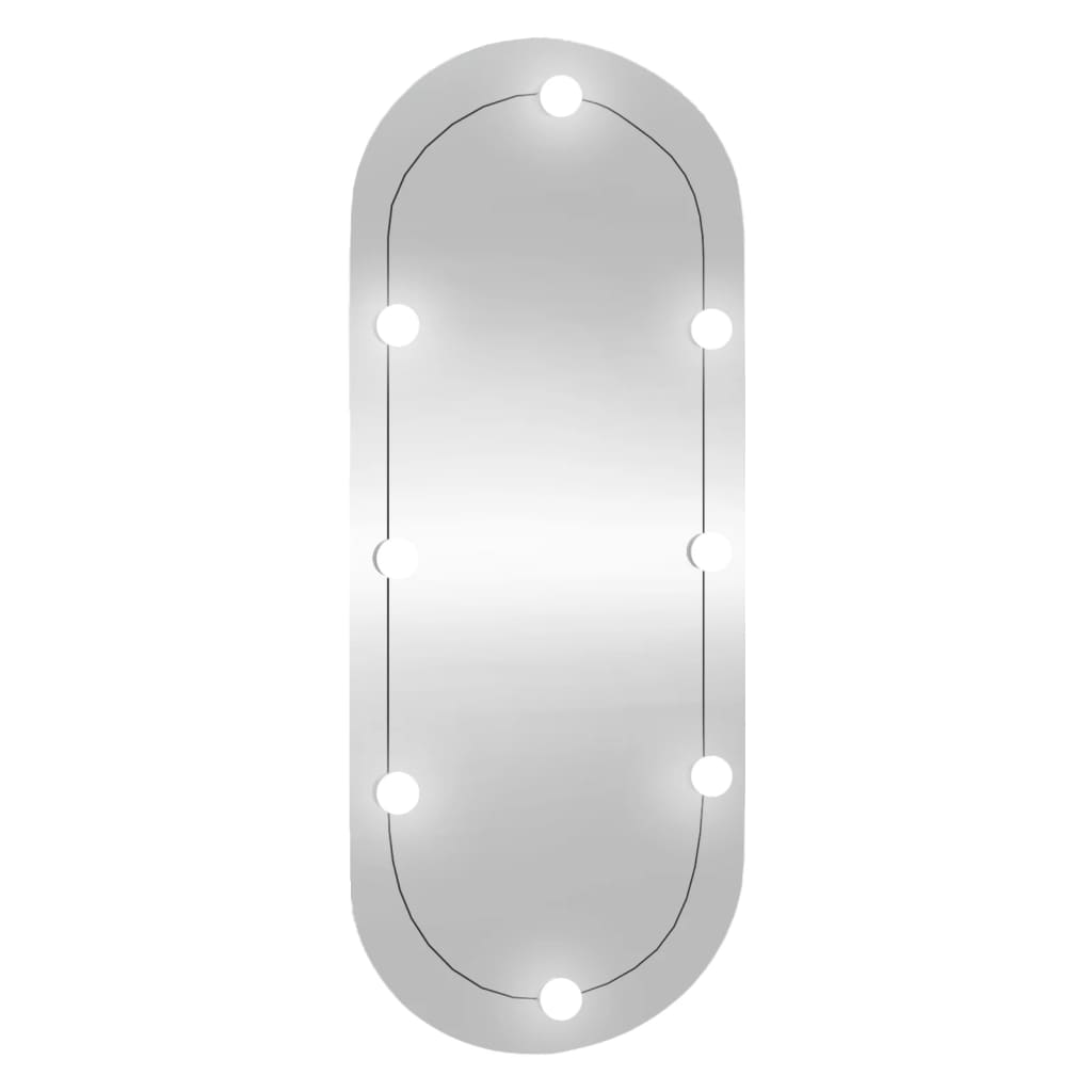 vidaXL Стенно огледало с LED лампи 45x100 см стъкло овално