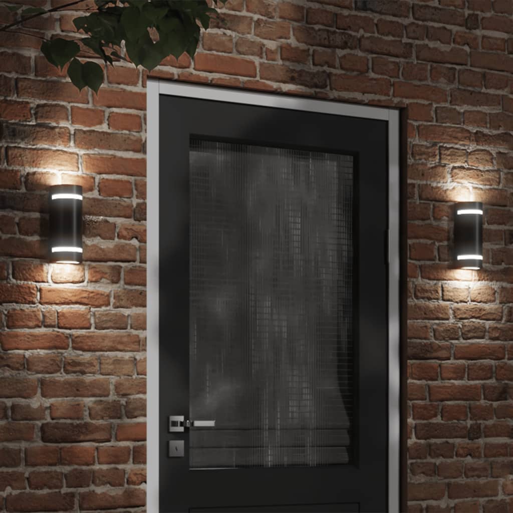vidaXL Външна стенна лампа, черна, лят алуминий