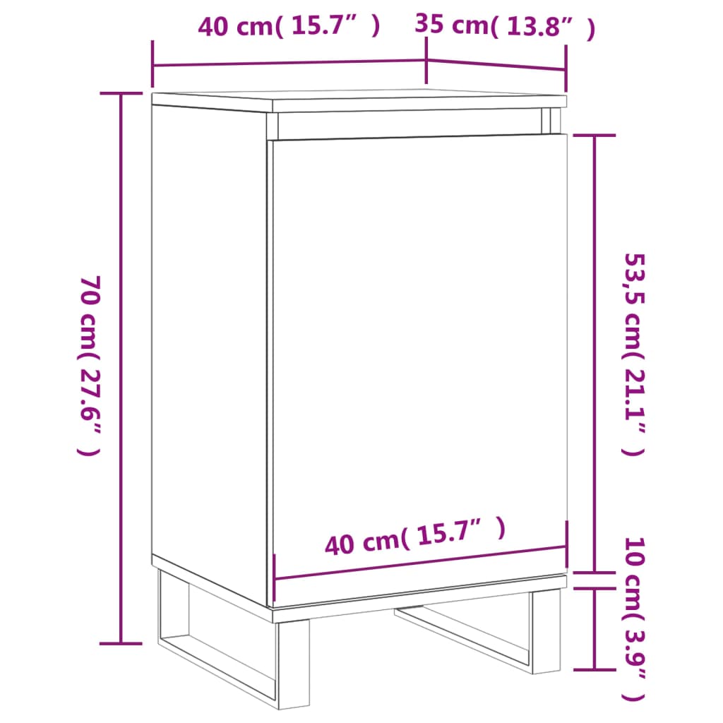 vidaXL Бюфети 2 бр дъб сонома 40x35x70 см инженерно дърво