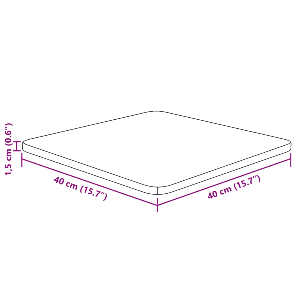 vidaXL Квадратен плот за маса, 40x40x1,5 см, необработен дъб масив