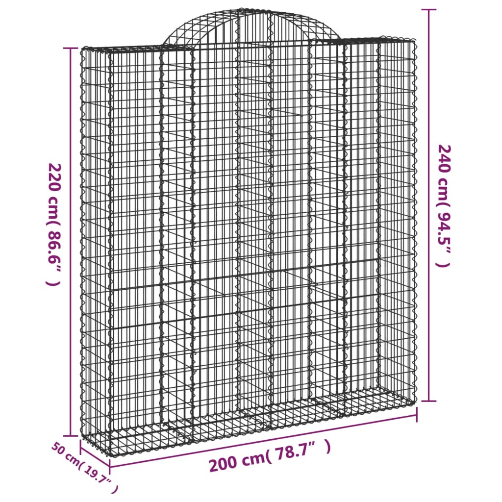 vidaXL Габионни кошници арка 14 бр 200x50x220/240см поцинковано желязо