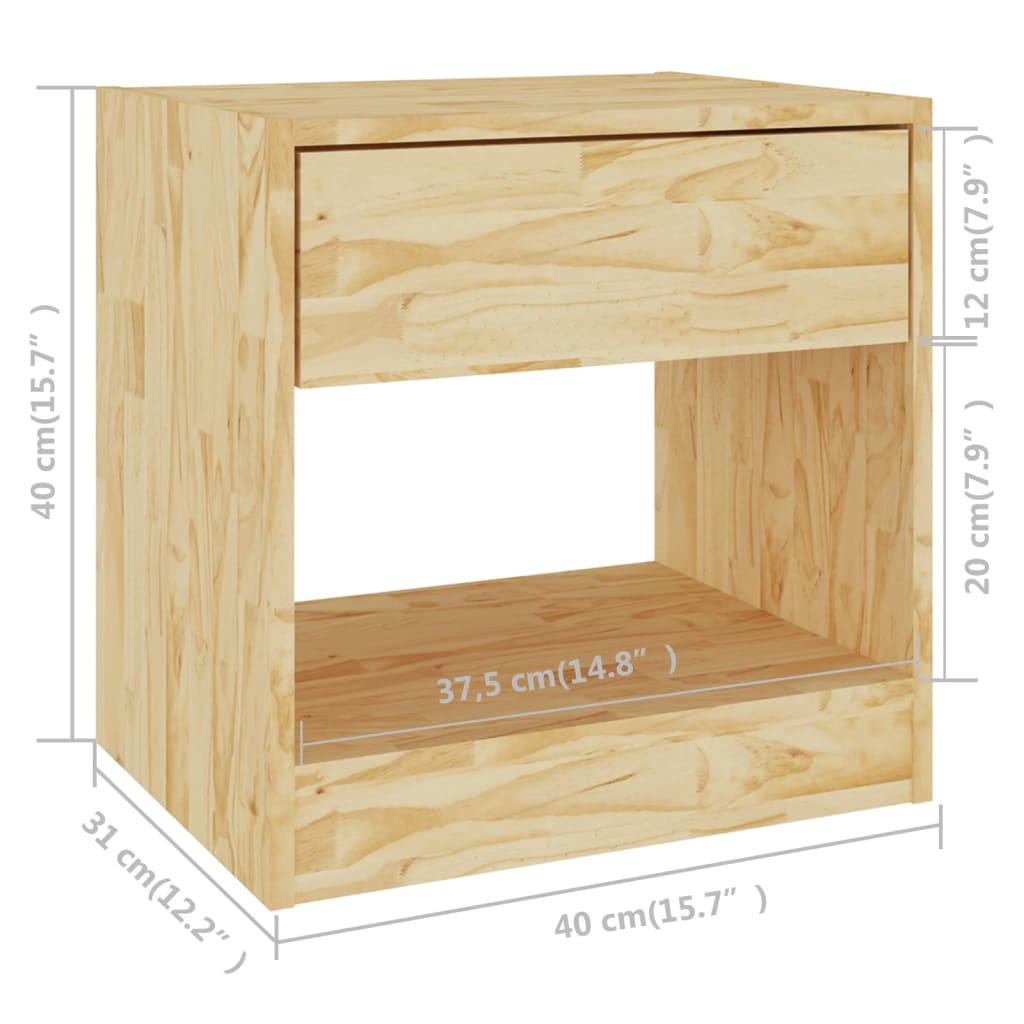 vidaXL Нощни шкафчета, 2 бр, 40x31x40 см, борово дърво масив