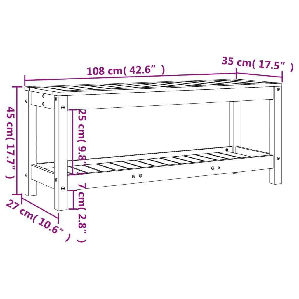 vidaXL Градинска пейка 108x35x45 см масивна дугласка дървесина