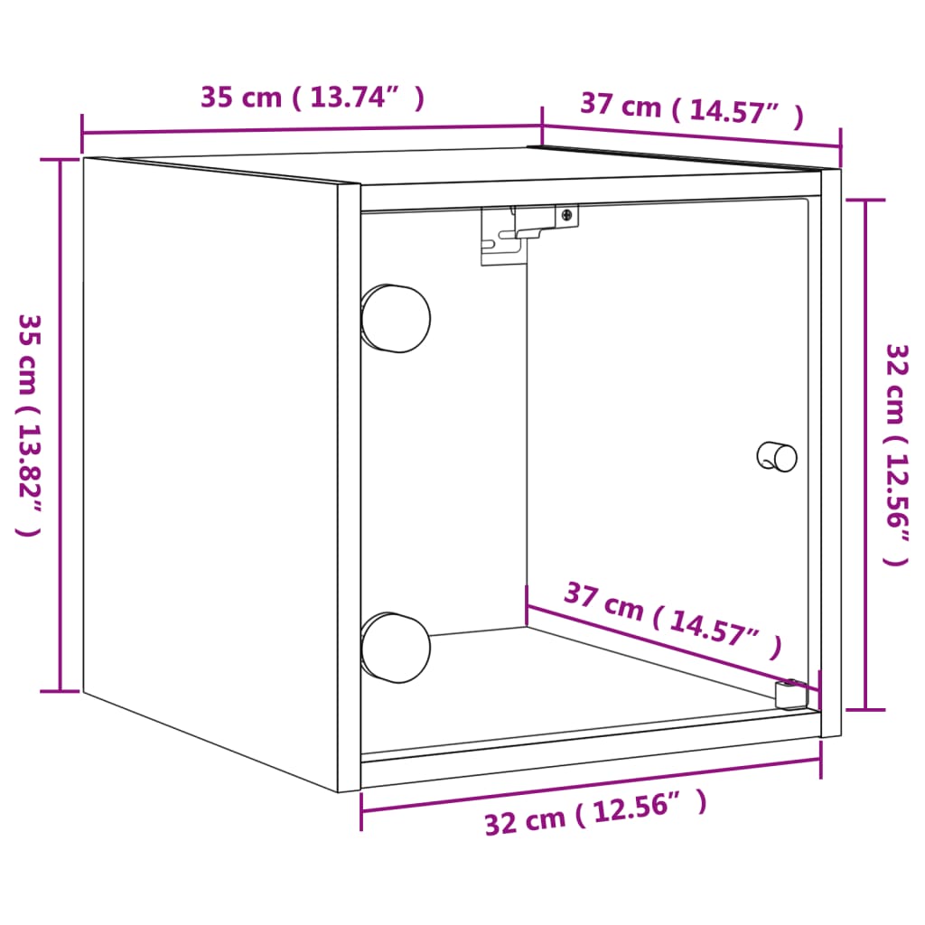 vidaXL Нощни шкафчета със стъклени врати 2 бр бетонно сиво 35x37x35 см