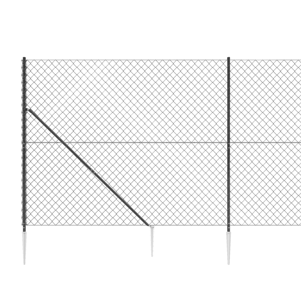 vidaXL Плетена оградна мрежа с шипове, антрацит, 1,8x10 м
