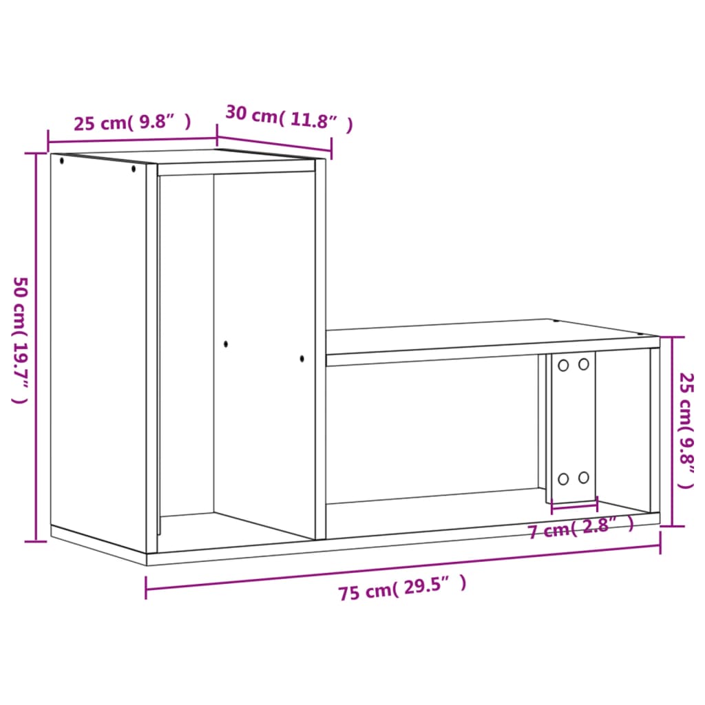 vidaXL ТВ шкафове, 2 бр, сив сонома, 75x30x50 см, инженерно дърво