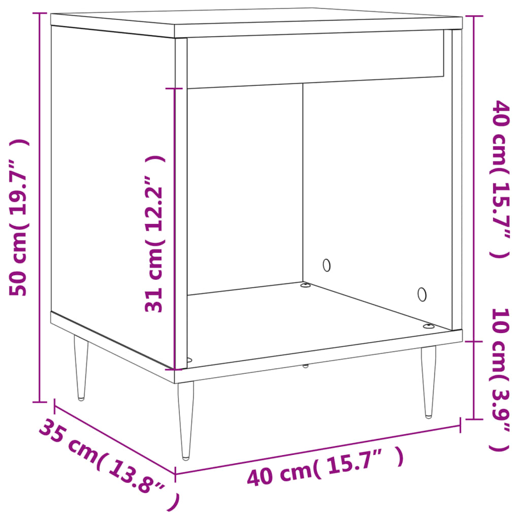 vidaXL Нощни шкафчета, 2 бр, бели, 40x35x50 см, инженерно дърво