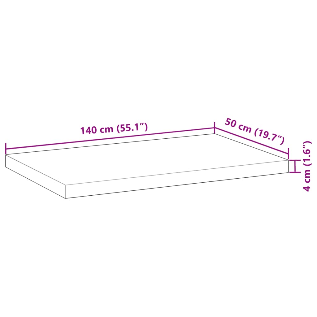 vidaXL Плот за баня, необработен, 140x50x4 см, масивно дърво акация