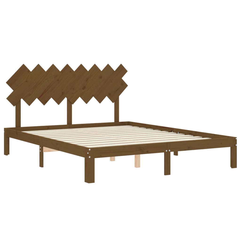 vidaXL Рамка за легло с табла, меденокафява, 160x200 см, масивно дърво