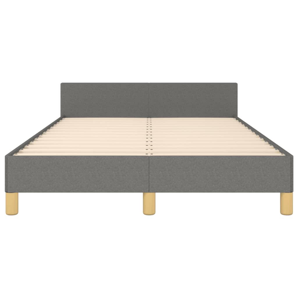 vidaXL Рамка за легло с табла, тъмносива, 120x190 см, текстил