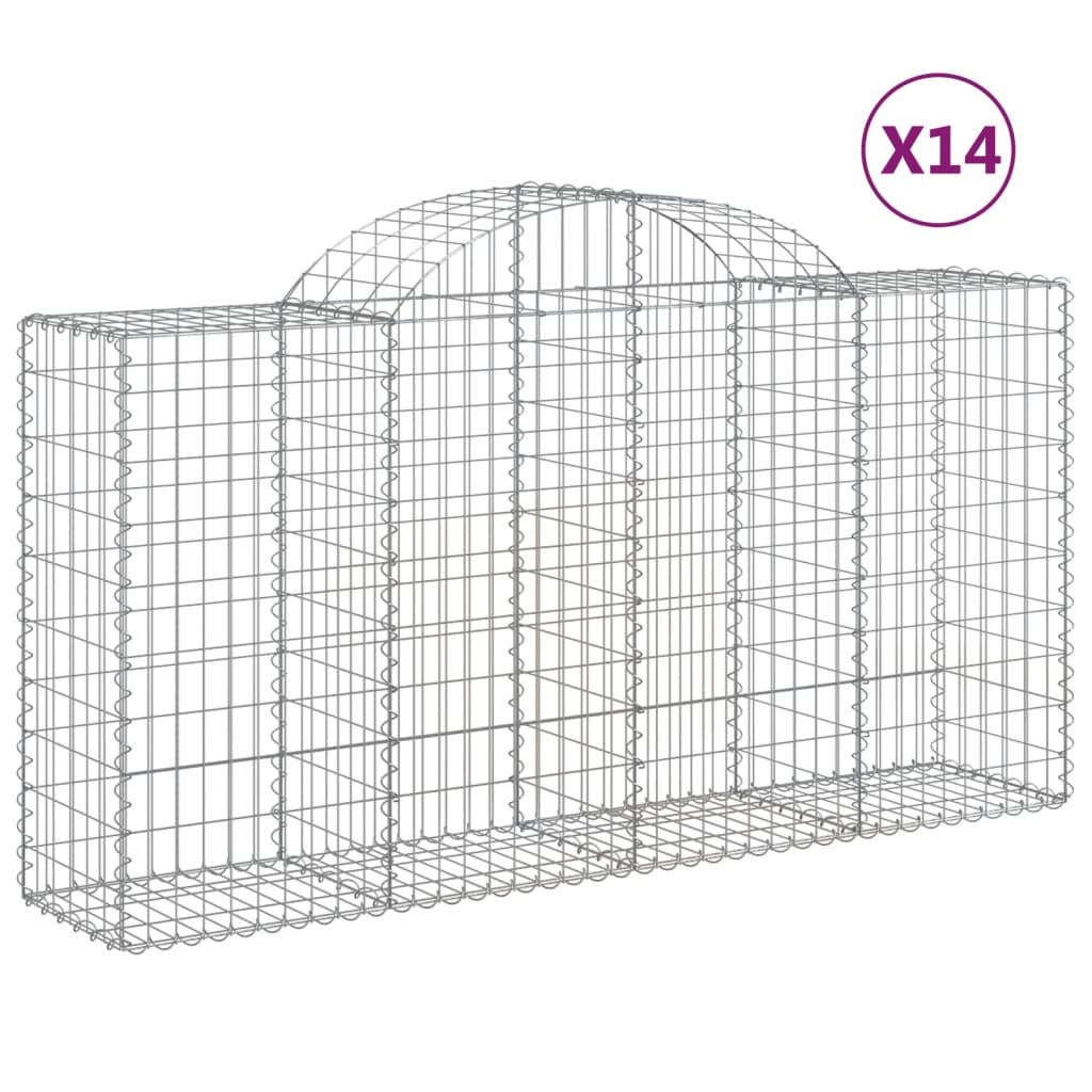 vidaXL Габионни кошници арка 14 бр 200x50x100/120см поцинковано желязо