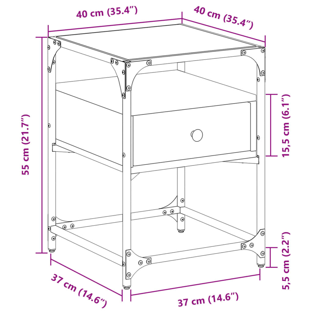 vidaXL Нощно шкафче, черно, 40x40x55 см, инженерно дърво