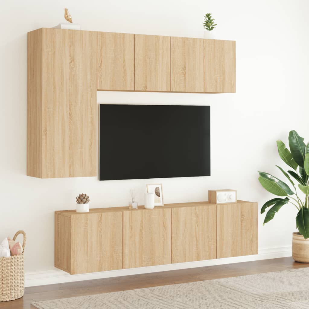vidaXL ТВ шкафове за стенен монтаж, 2 бр, сонома дъб, 60x30x41 см