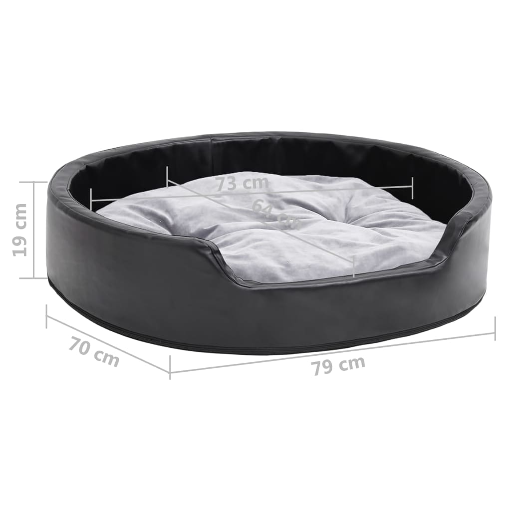 vidaXL Кучешко легло, черно-сиво, 79x70x19 см, плюш и изкуствена кожа