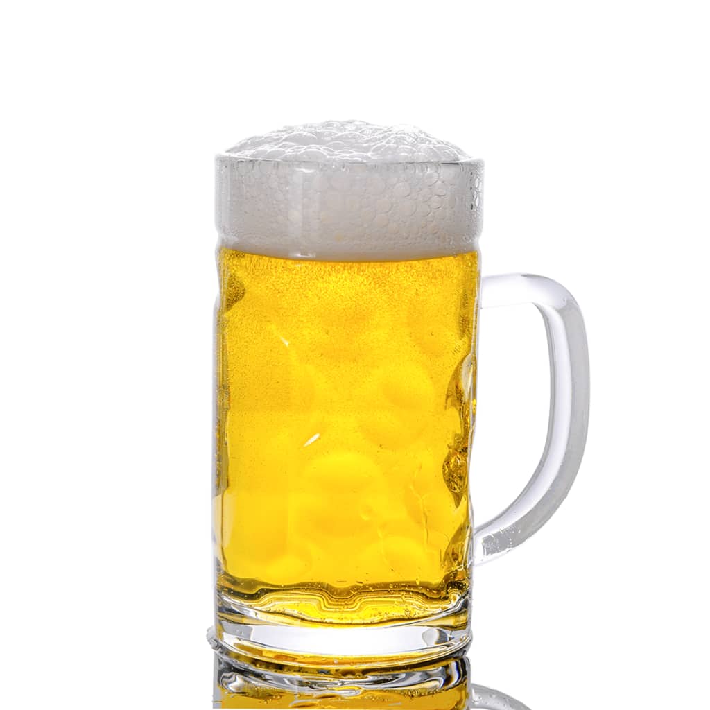 vidaXL Халби за бира с дръжка, стъкло, 6 бр, 500 мл