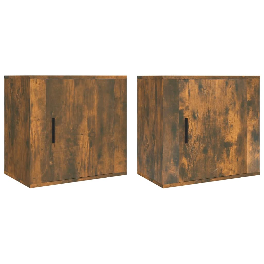 vidaXL Нощни шкафчета за стенен монтаж, 2 бр, опушен дъб, 50x30x47 см