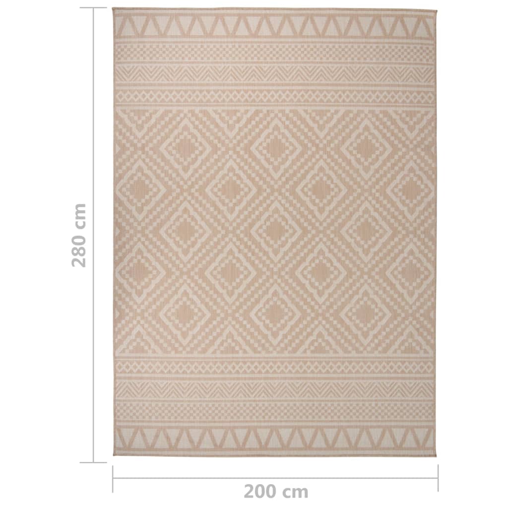 vidaXL Градински плоскотъкан килим, 200x280 см, кафяви шевици