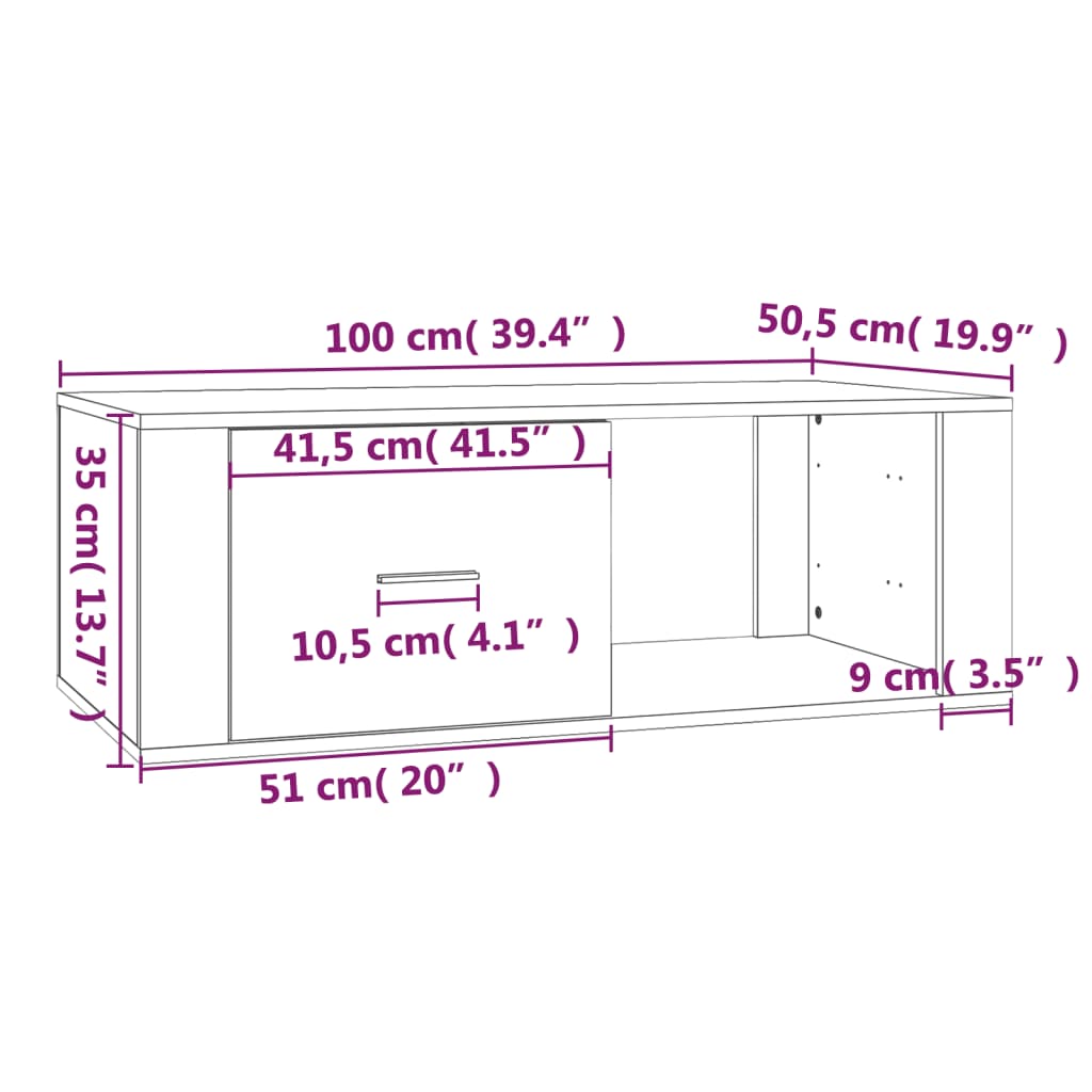 vidaXL Кафе маса, опушен дъб, 100x50,5x35 см, инженерно дърво