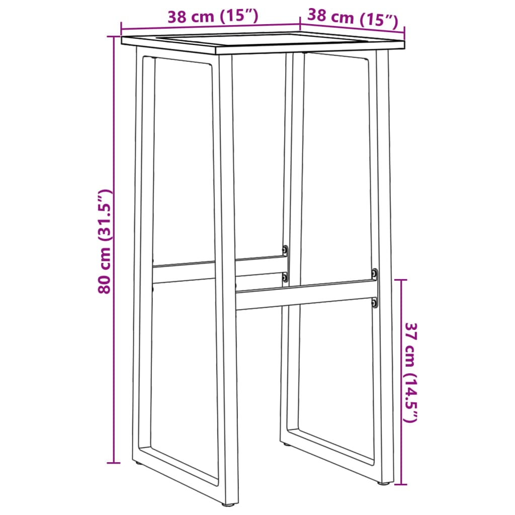 vidaXL Бар табуретки 2 бр черни 38x38x80 см прахово боядисана стомана