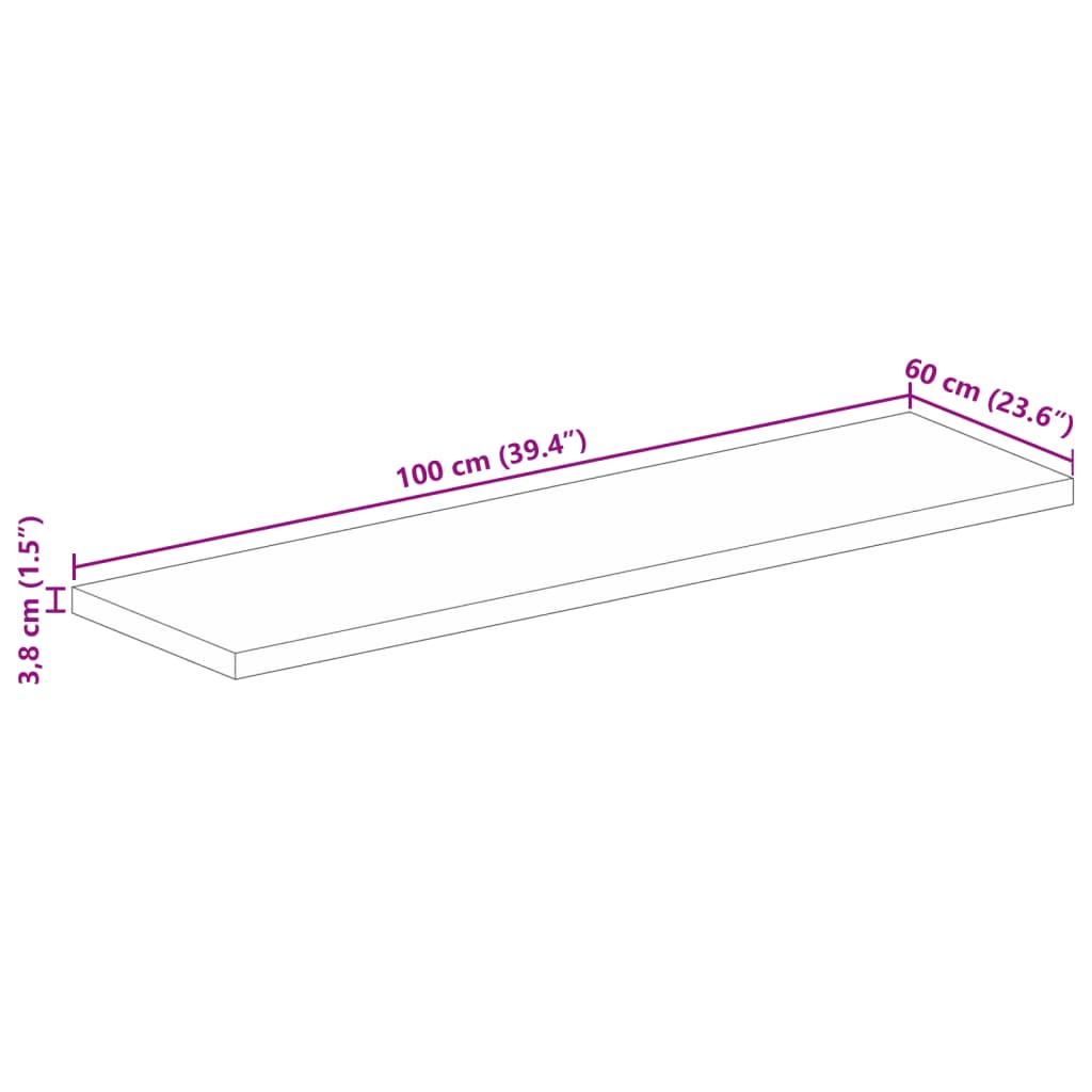 vidaXL Плот за маса, 100x60x3,8 см, правоъгълен, акация масив