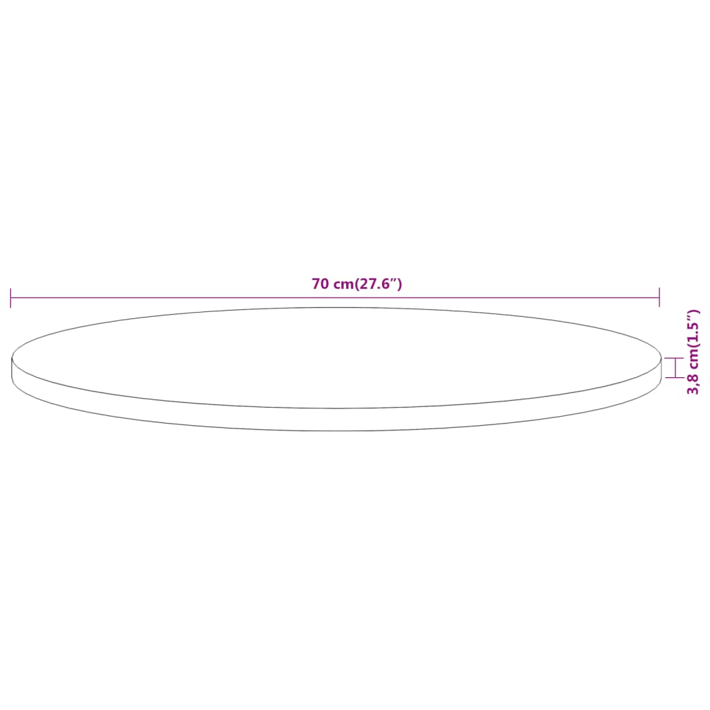 vidaXL Плот за маса, Ø70x3,8 см, кръгъл, акациево дърво масив