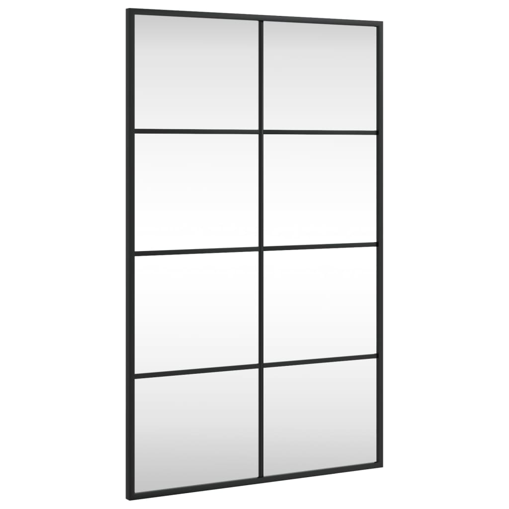 vidaXL Стенно огледало, черно, 50x80 см, правоъгълно, желязо