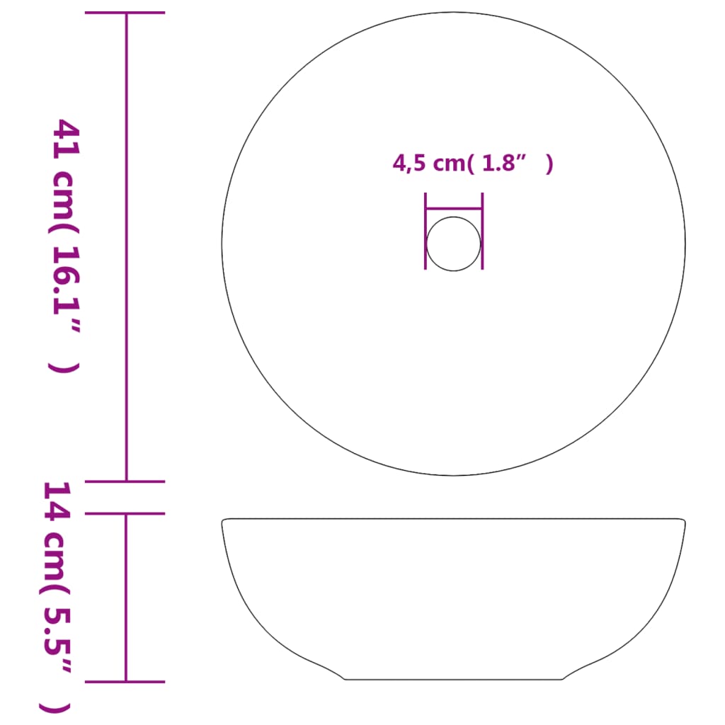 vidaXL Мивка за плот, бяло и синьо, кръгла, Φ41x14 см, керамика