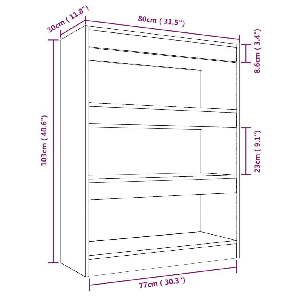 vidaXL Разделител за стая, дъб сонома, 80x30x103 см, инженерно дърво