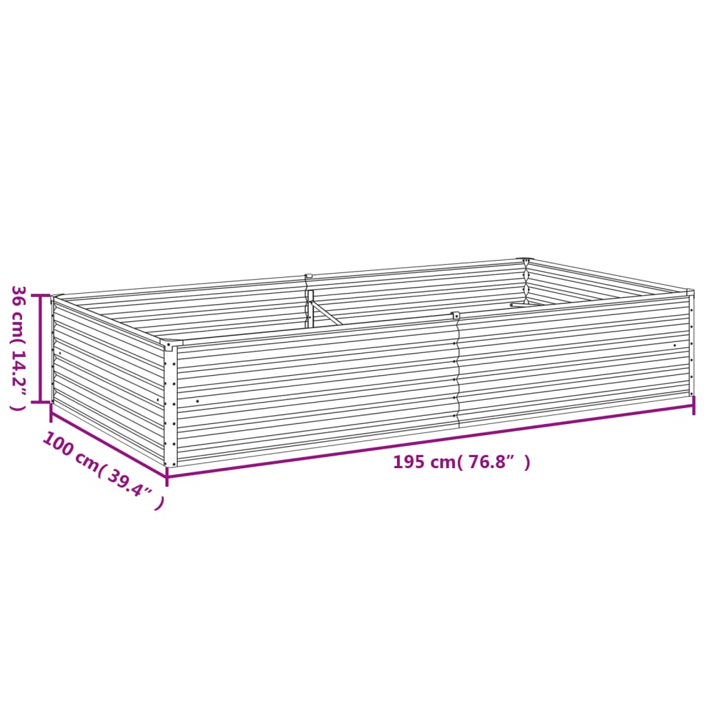 vidaXL Градинска повдигната леха 195x100x36 см кортенова стомана