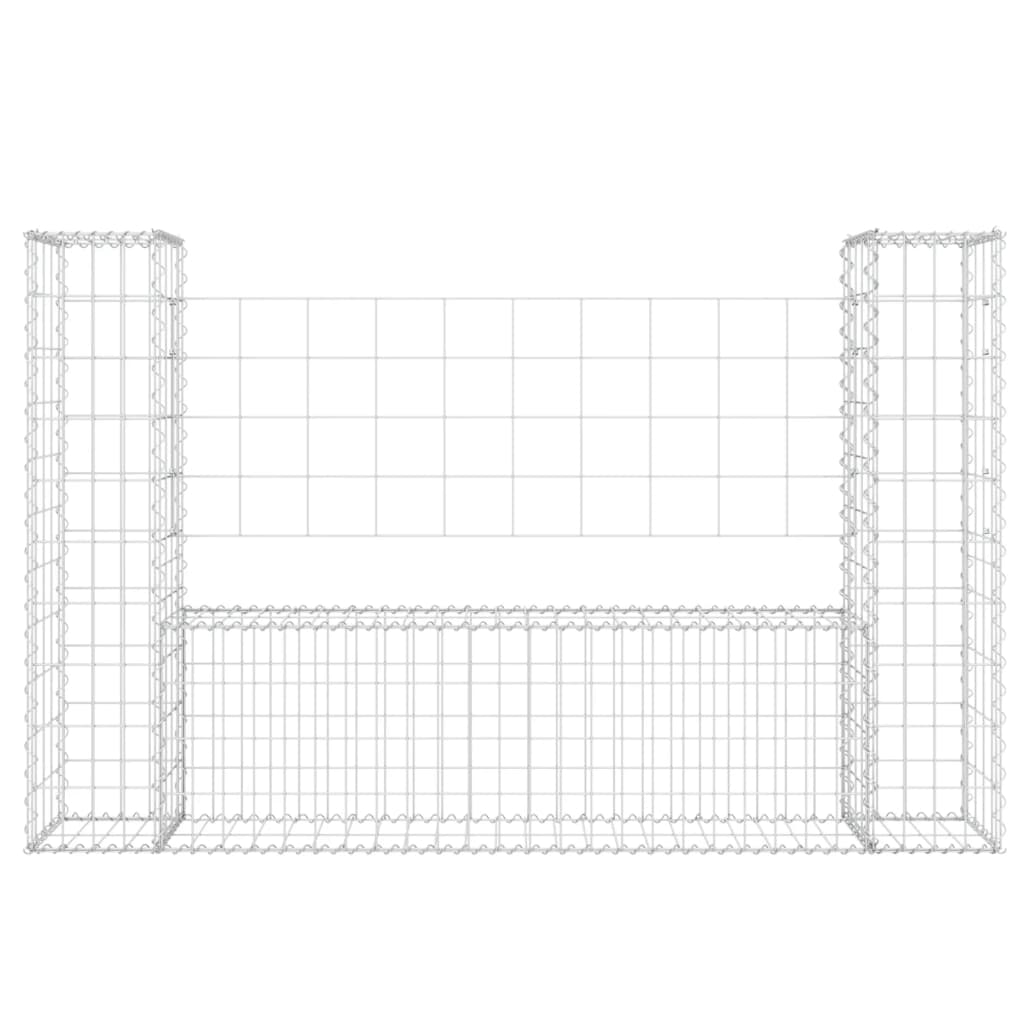 vidaXL U-образна габионна кошница с 2 стълба, желязо, 140x20x100 см