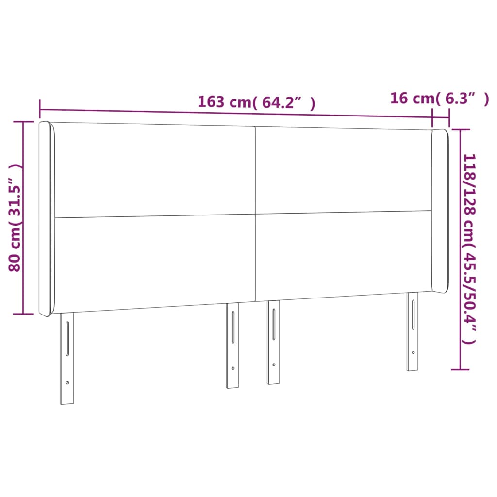 vidaXL LED горна табла за легло, синя, 163x16x118/128 см, плат