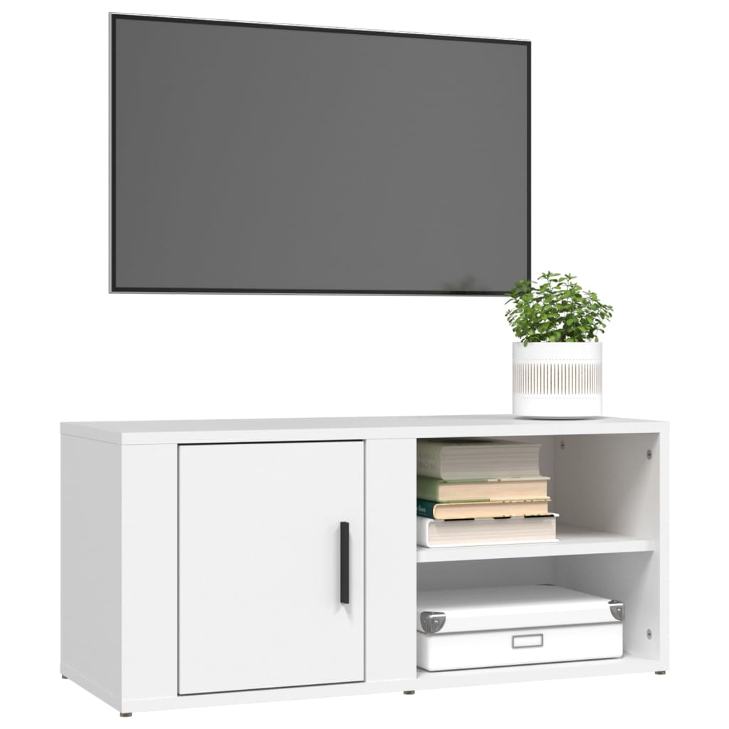 vidaXL ТВ шкафове, 2 бр, бели, 80x31,5x36 см, инженерно дърво