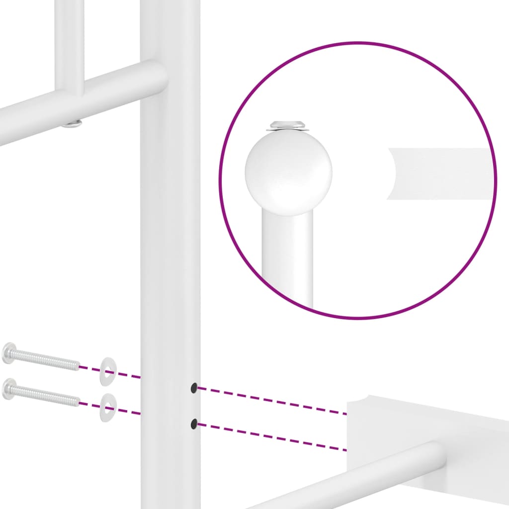 vidaXL Метална рамка за легло с горна и долна табла, бяла, 183x213 см