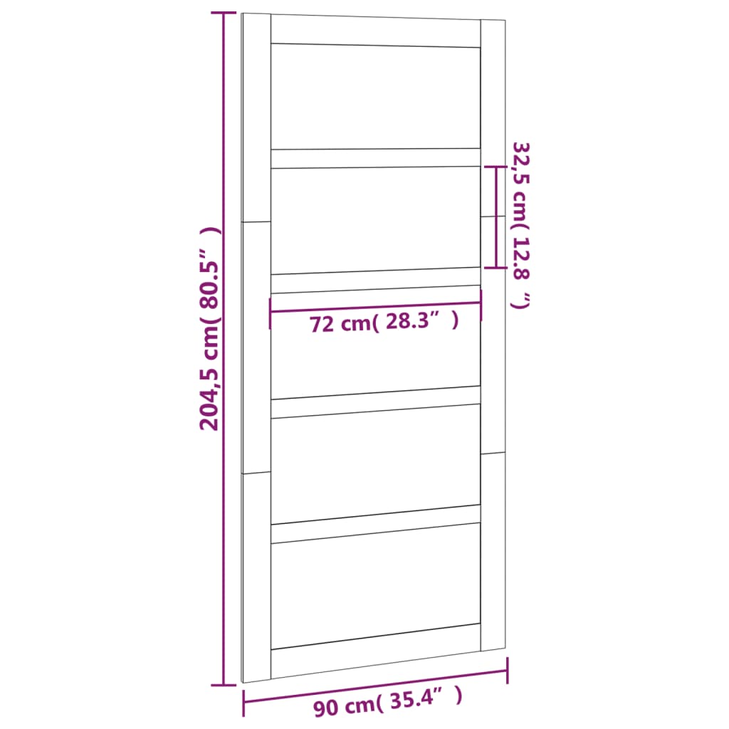 vidaXL Плъзгаща се врата 90x1,8x204,5 см масивно борово дърво