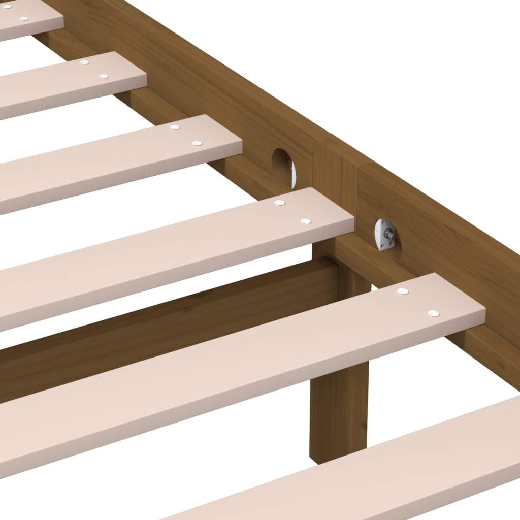 vidaXL Рамка за легло, меденокафява, борово дърво масив, 120x200 см