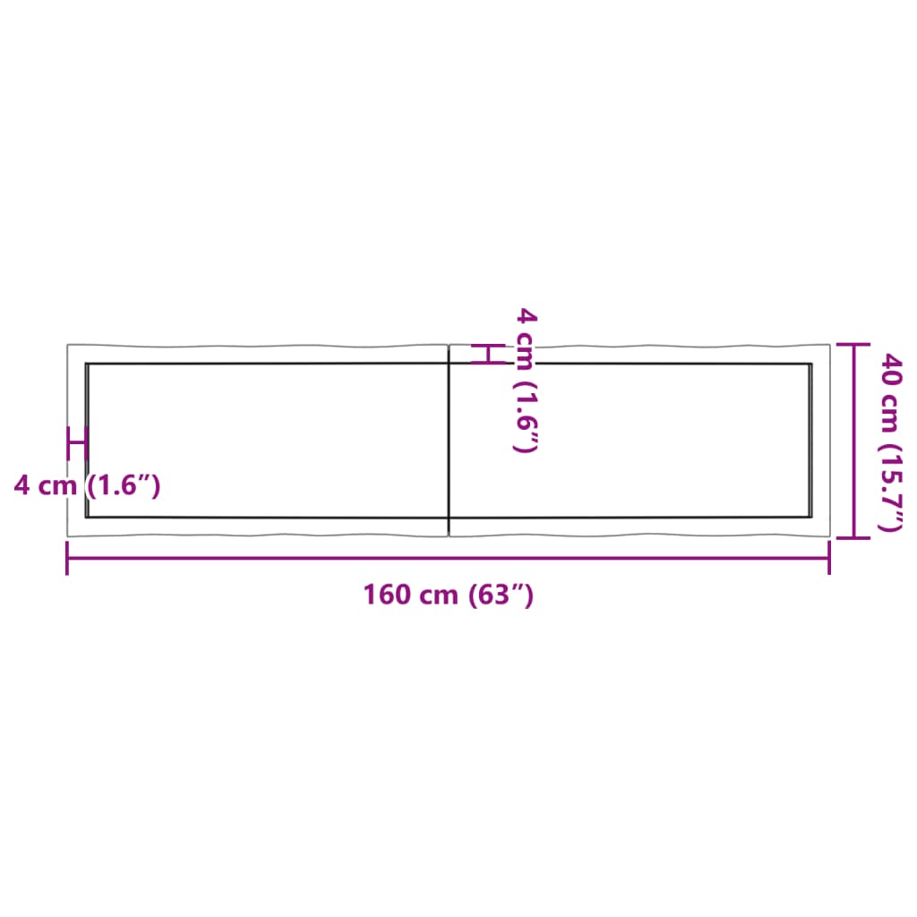 vidaXL Плот за маса тъмнокафяв 160x40x(2-6) см обработен масивен дъб