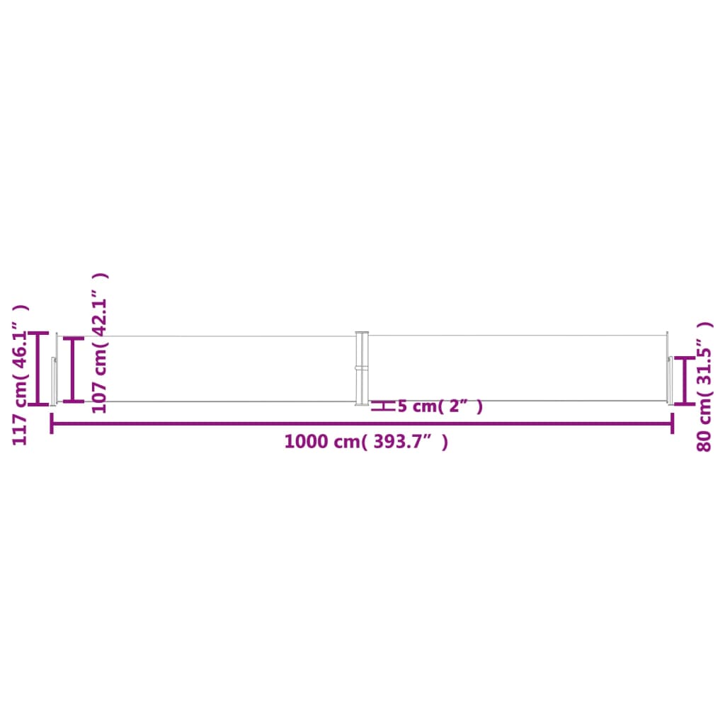 vidaXL Прибираща се странична тента, антрацит, 120x1000 см