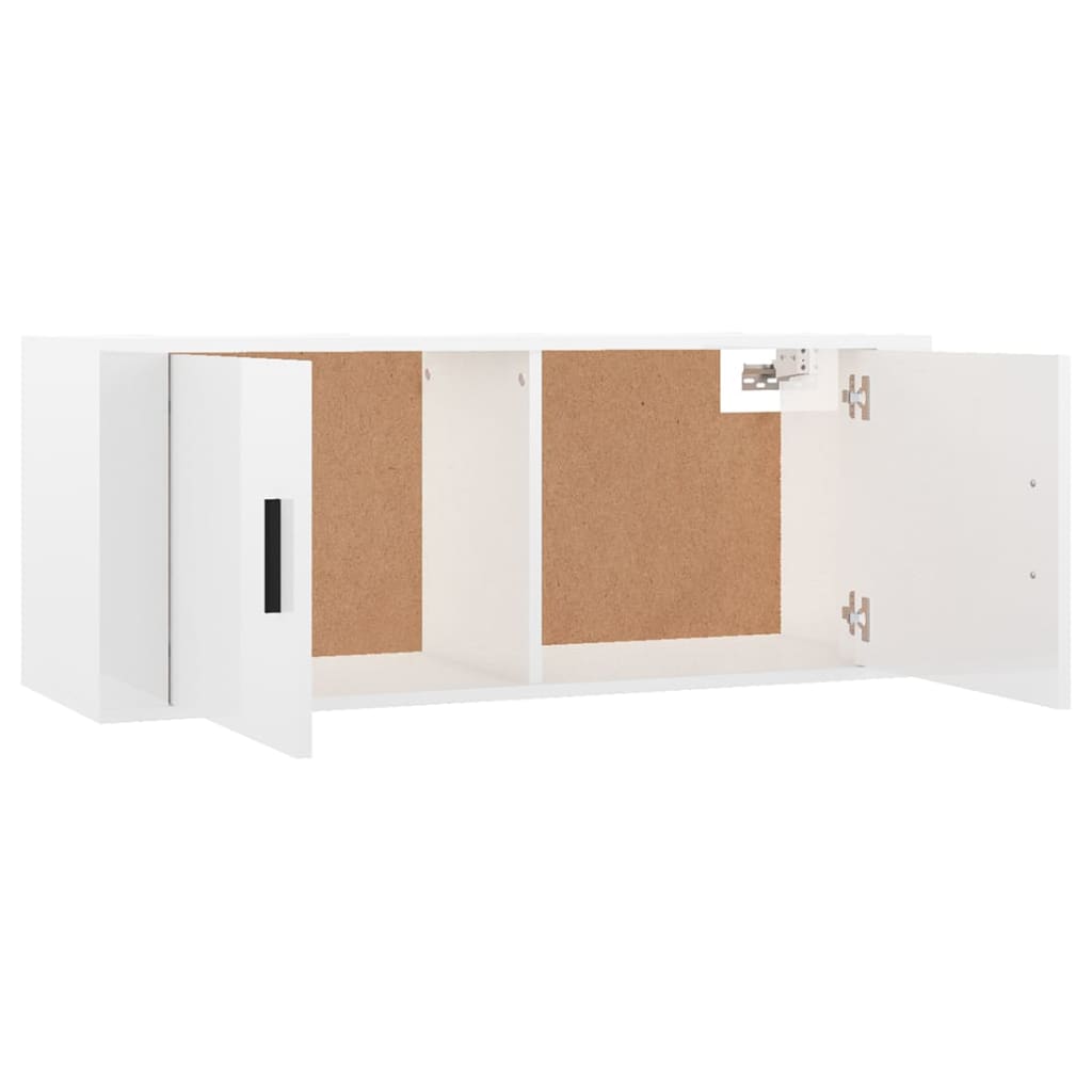 vidaXL ТВ шкафове за стенен монтаж, 3 бр, бял гланц, 100x34,5x40 см