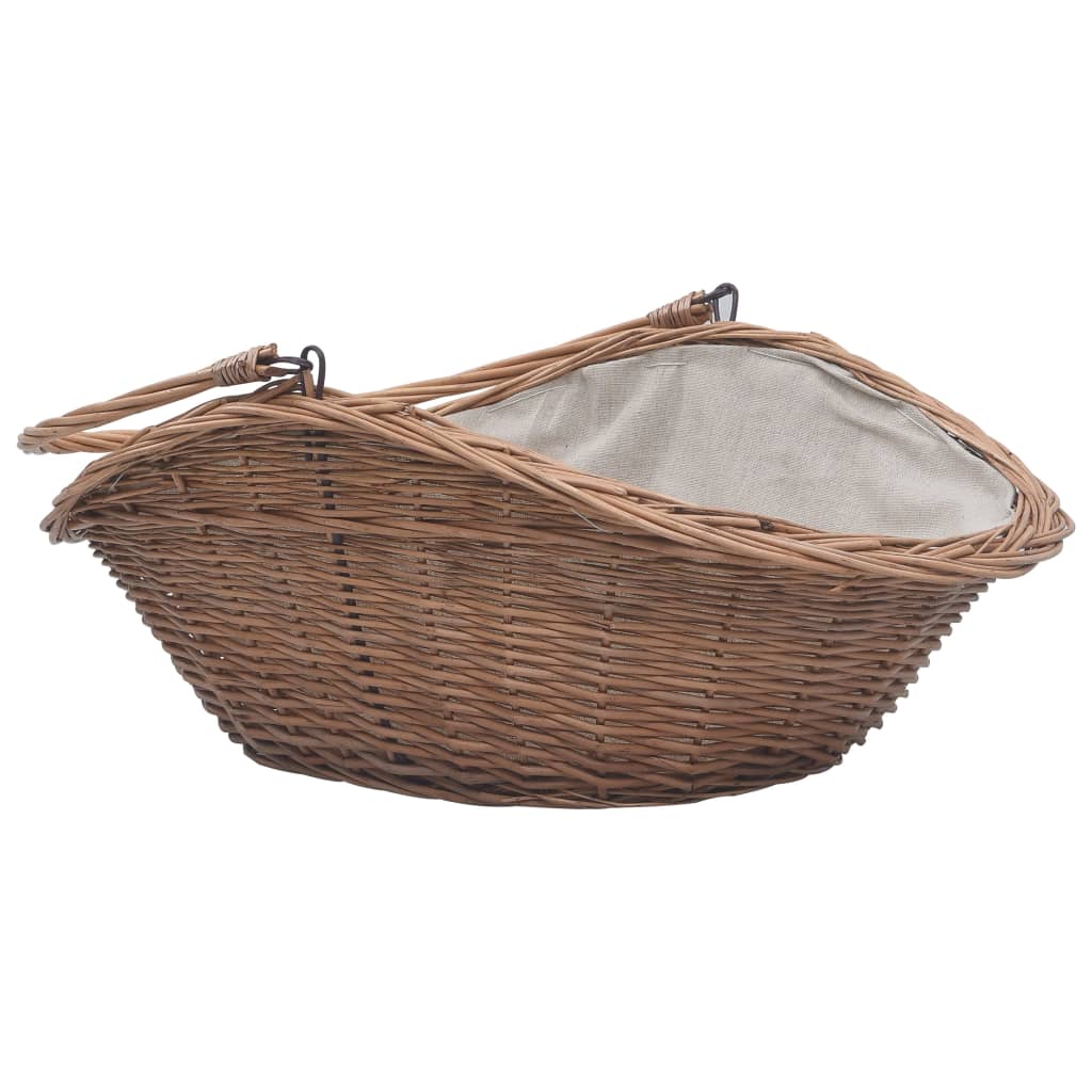 286988 vidaXL Firewood Basket with Handle 60x44x55 cm Natural Willow